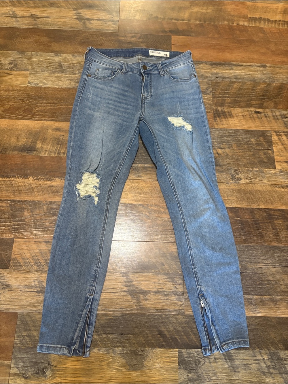 Pistola Jeans Distressed Frayed Ankle Zip Skinny fit